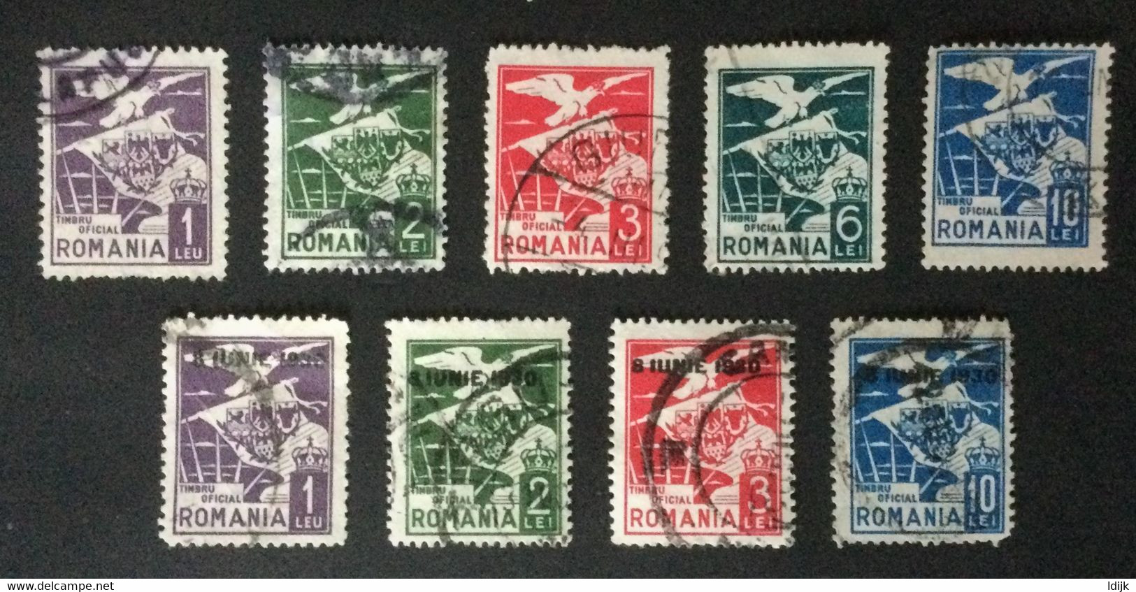 1929-1930 Dienstmarken Mi. 3, 4, 5, 7, 8, Aufdruck Mi. 13, 14, 15, 18 - Dienstmarken