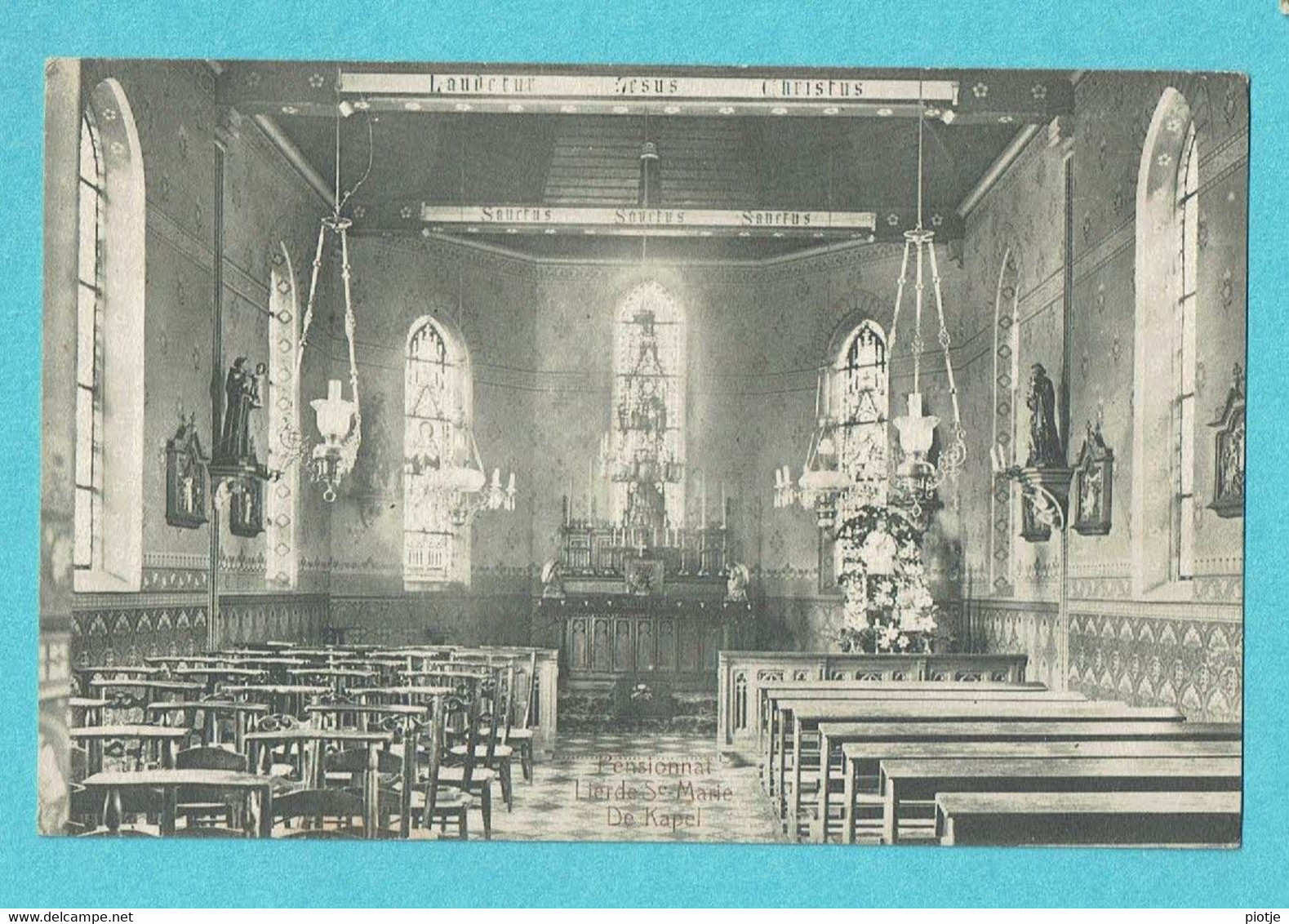 * Sint Maria Lierde (Oost Vlaanderen) * Pensionnat, De Kapel, Chapelle, Intérieur, Autel, Binnenzicht, Old, Rare - Lierde