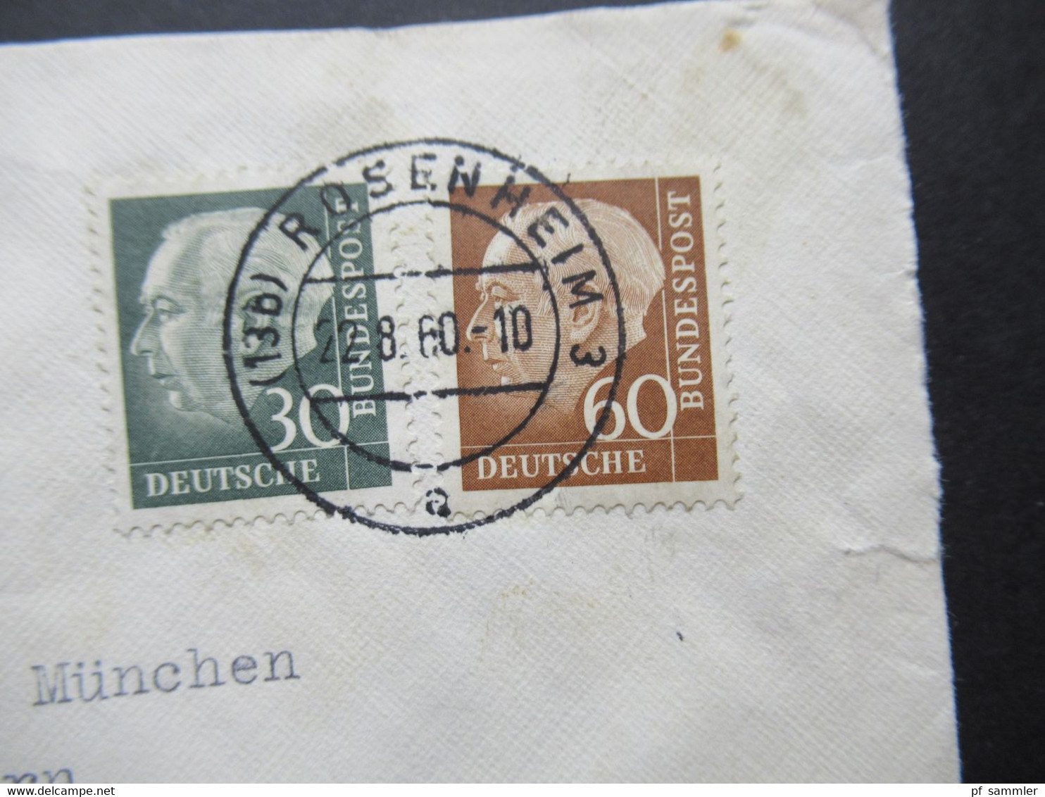 BRD 1960 Heuss II Nr.259 Und 262 MiF Einschreiben Rosenheim - München Umschlag Max Münster Stadtinspektor A.D. - Cartas & Documentos