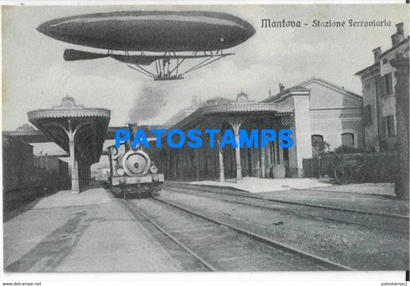 183260 ITALY MANTOVA STATION TRAIN & BALLOON AEROSTATIC POSTAL POSTCARD - Autres & Non Classés