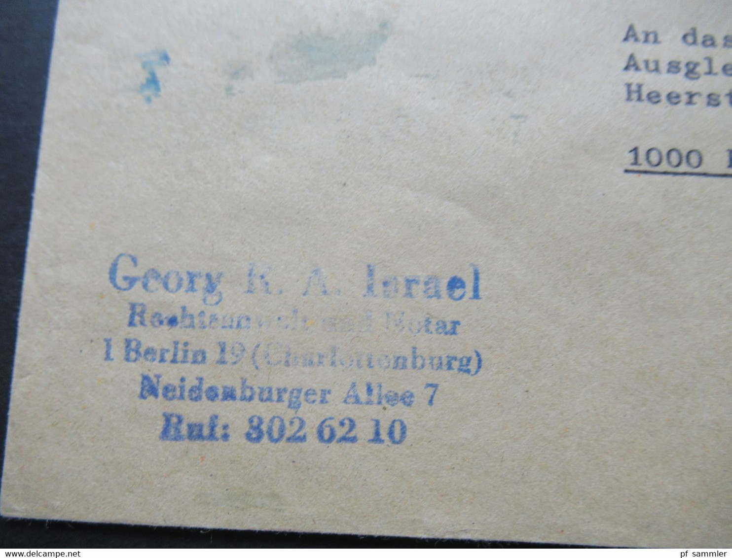 Berlin (West) 1977 Freimarken Industrie U. Technik Nr.497 EFUmschlag Georg R.A. Israel Rechtsanwalt (Judaika) - Briefe U. Dokumente