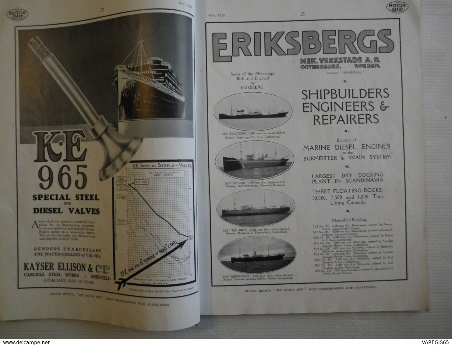 THE MOTOR SHIP - LES BATEAUX A MOTEUR - MAI 1928 - SUPERBE REVUE SUR LES PAQUEBOTS ET LEURS MOTEURS - PUBLICITES