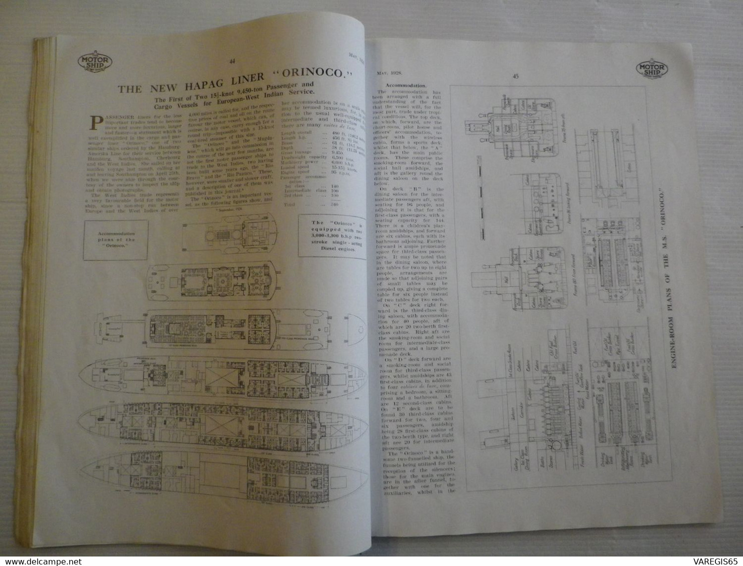 THE MOTOR SHIP - LES BATEAUX A MOTEUR - MAI 1928 - SUPERBE REVUE SUR LES PAQUEBOTS ET LEURS MOTEURS - PUBLICITES