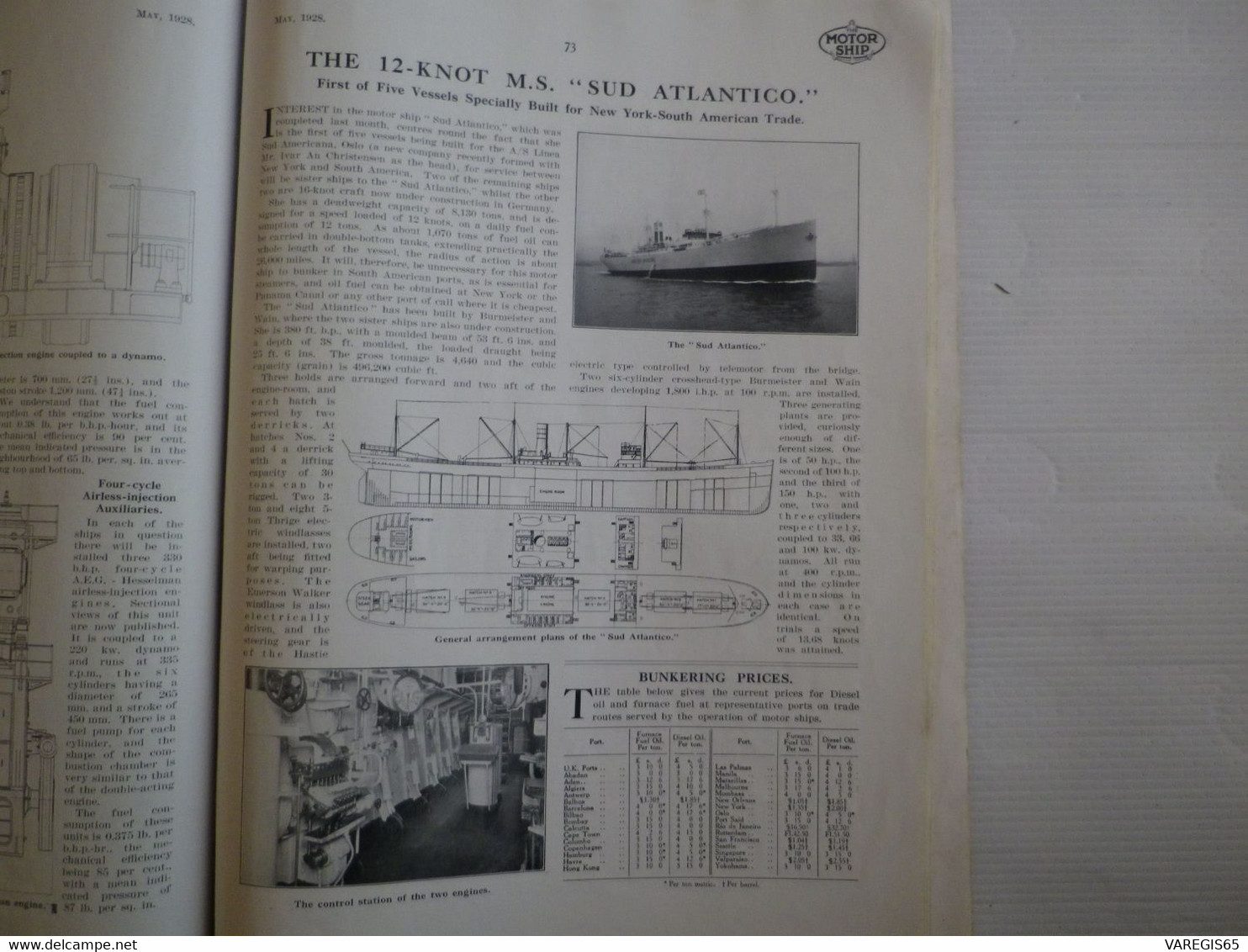 THE MOTOR SHIP - LES BATEAUX A MOTEUR - MAI 1928 - SUPERBE REVUE SUR LES PAQUEBOTS ET LEURS MOTEURS - PUBLICITES