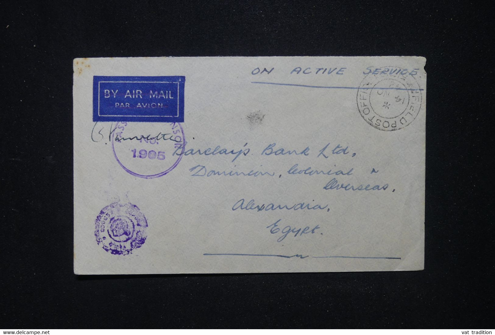 LEVANT ANGLAIS - Enveloppe En FM Pour Alexandria En 1942 Avec Cachet De Censure- L 119036 - Brits-Levant