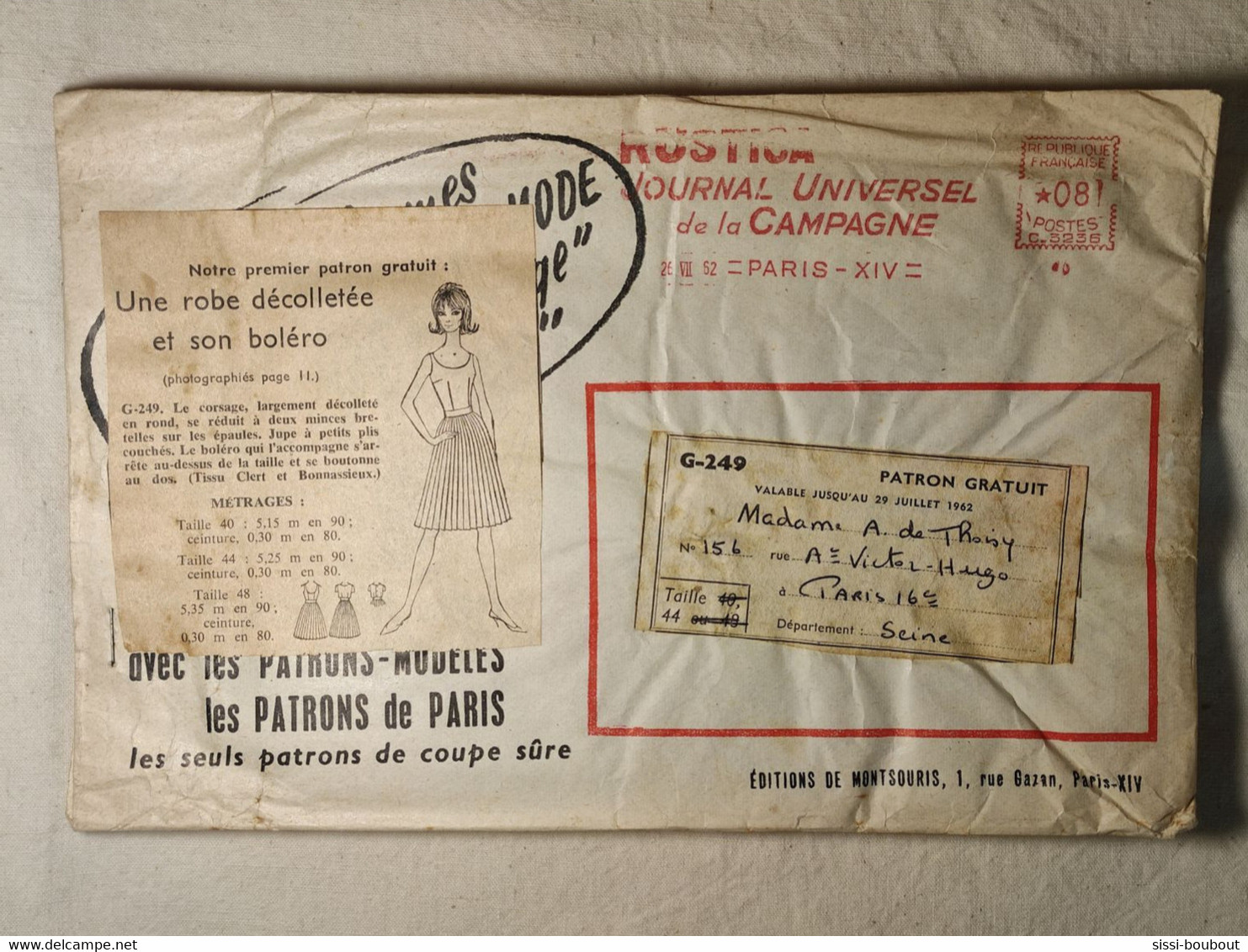 Ancien Patron De La Revue "L'ECHO DE LA MODE" De 1962 - Taille 44 - N°G249 - Robe Décolletée Et Boléro - Schnittmuster