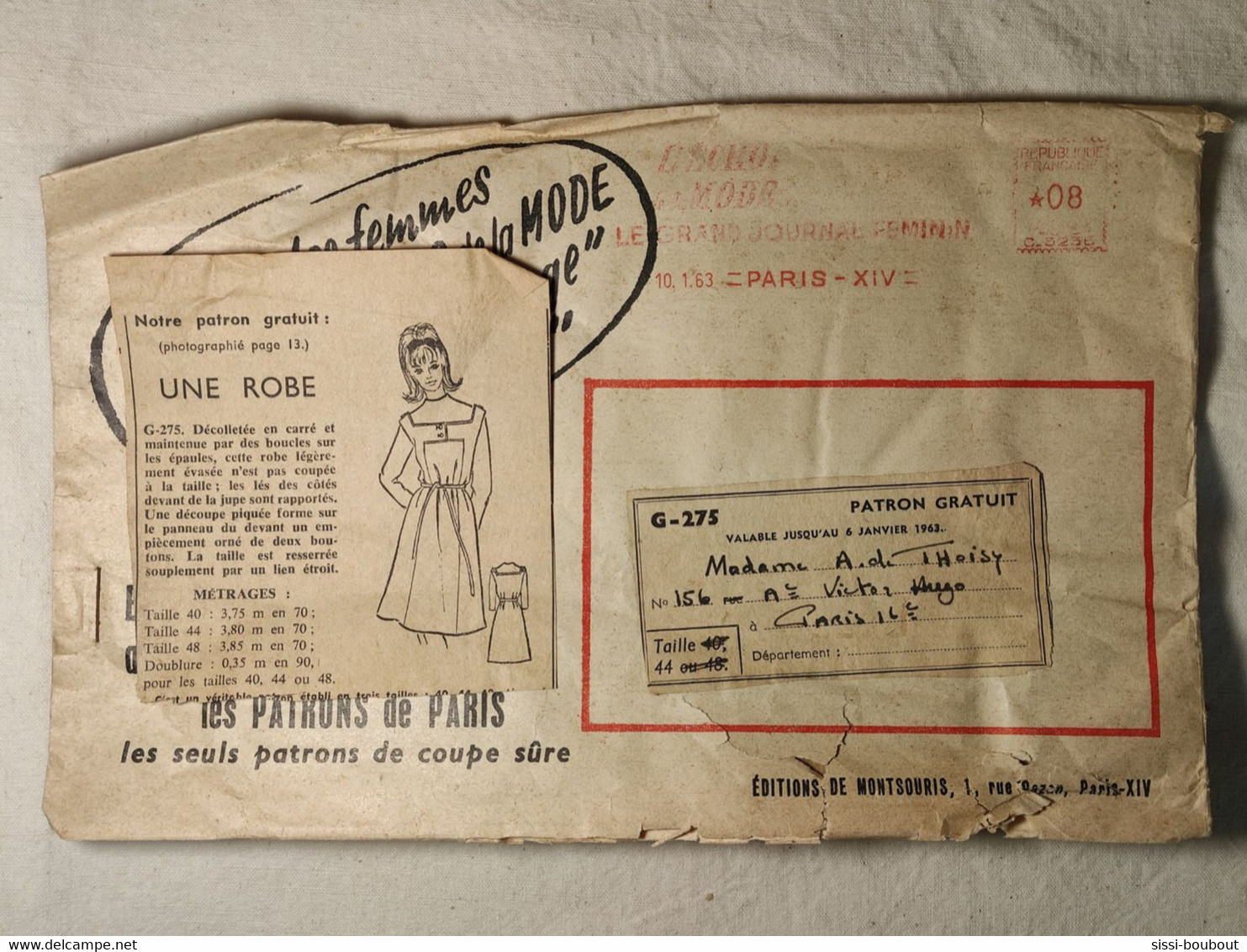 Ancien Patron De La Revue "L'ECHO DE LA MODE" De 1963 - Taille 44 - N°G275 - Robe - Patrones