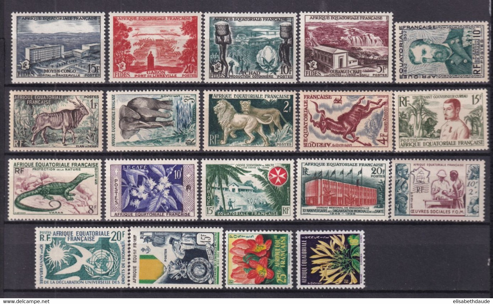 AEF  - 1950/1958 - SERIE COMPLETE - YVERT N° 227/245 ** MNH - COTE = 51 EURO - Neufs