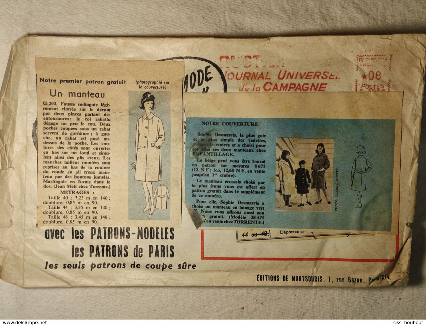 Ancien Patron De La Revue "L'ECHO DE LA MODE" De 1962 - Taille 44 - N°G203 - Un Manteau - Patrons