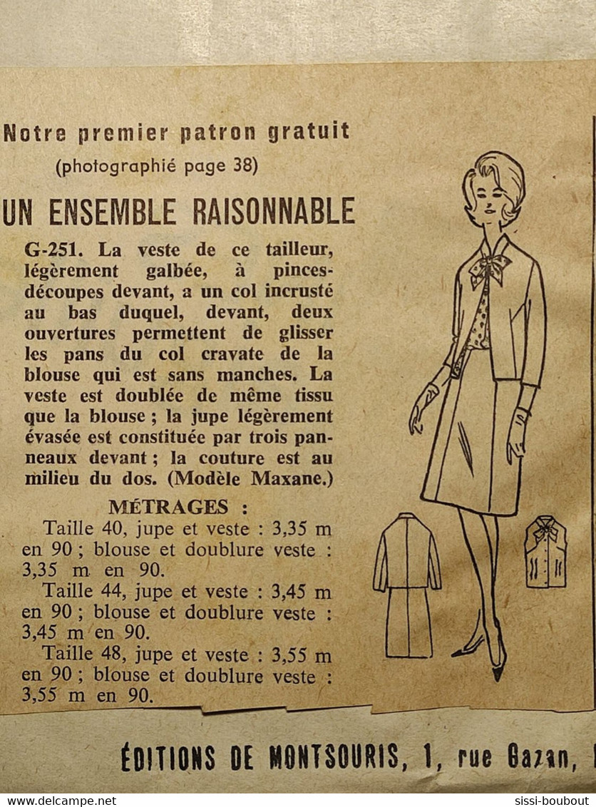 Ancien Patron De La Revue "L'ECHO DE LA MODE" De 1962 - Taille 44 - N°G251 - Un Ensemble - Veste & Tailleur - Patterns