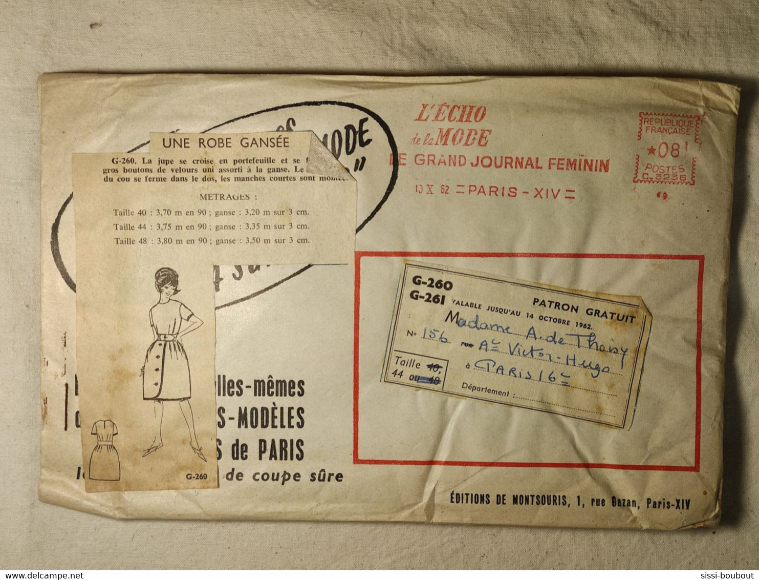 Ancien Patron De La Revue "L'ECHO DE LA MODE" De 1962 - Taille 44 - N°G260 - Une Robe Gansée - Patterns