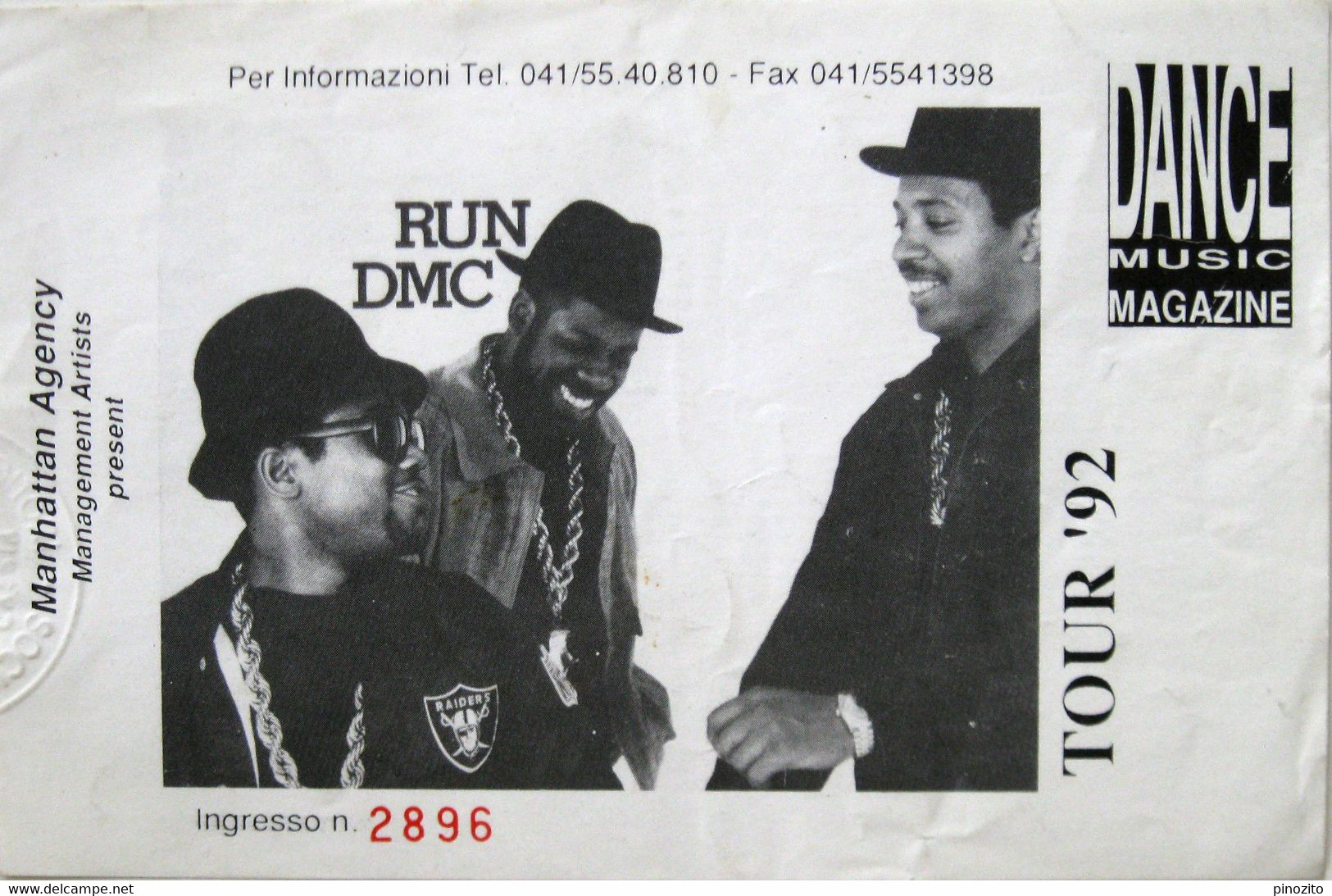 RUN DMC Italian Tour 1992 Biglietto Concerto Ticket - Konzertkarten