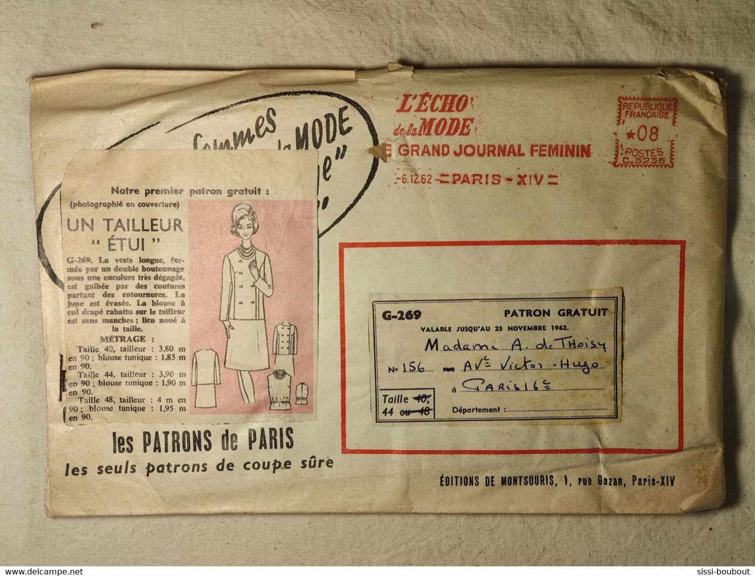 Ancien Patron De La Revue "L'ECHO DE LA MODE" De 1962 - Taille 44 - N°G269 - Un Tailleur "étui" - Patrons