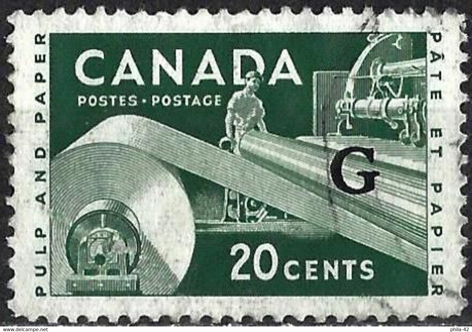 Canada 1956 - Mi D 48I - YT S 44 ( Sport : Ice Hockey ) Overprinted "G" - Aufdrucksausgaben