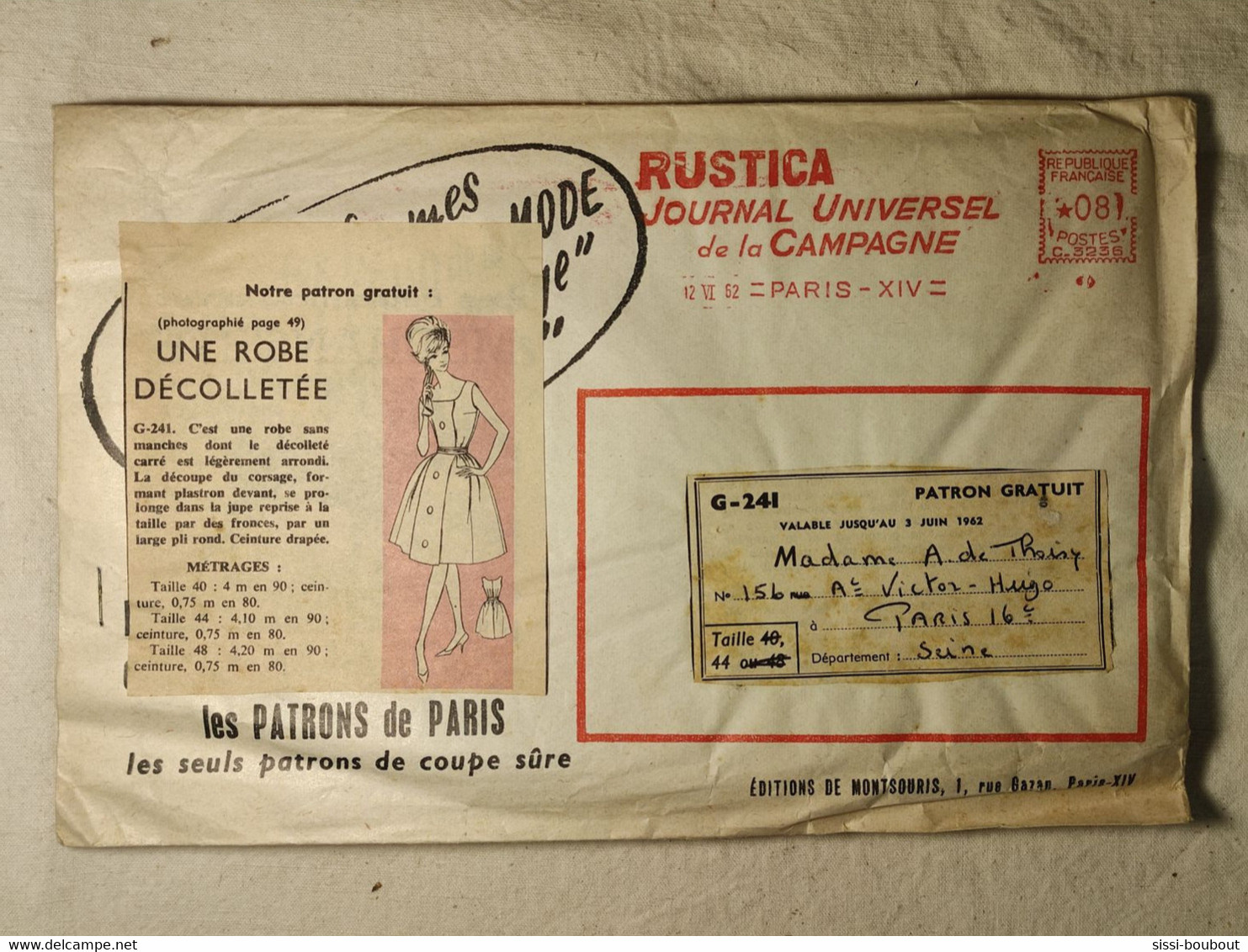 Ancien Patron De La Revue "L'ECHO DE LA MODE" De 1962 - Taille 44 - N°G241 - Une Robe Décolletée - Schnittmuster