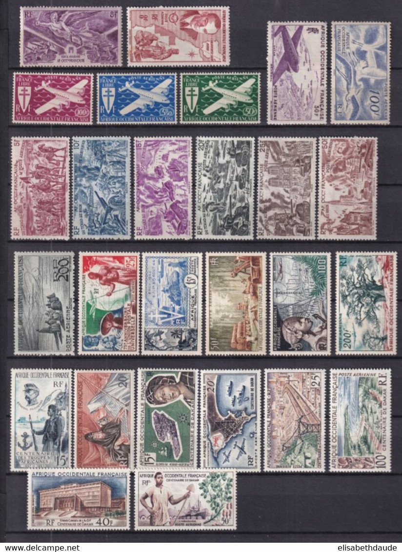 AOF - POSTE AERIENNE COMPLETE ! YVERT N° 1/28 ** MNH (SAUF SERIE 5/10 TCHAD AU RHIN SANS GOMME) - COTE = 181 EUR. - Ungebraucht