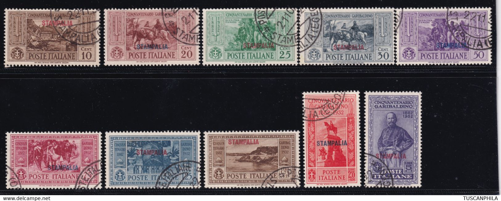 1932 Garibaldi Serie Cpl. Sass. 17/26 Usato Buone Centrature - Ägäis (Stampalia)