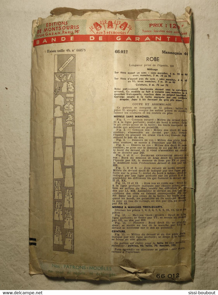 Ancien Patron De La Revue "L'ECHO DE LA MODE" Des Années 60 - Taille 44 - N°66012 - Une Robe - Patrons