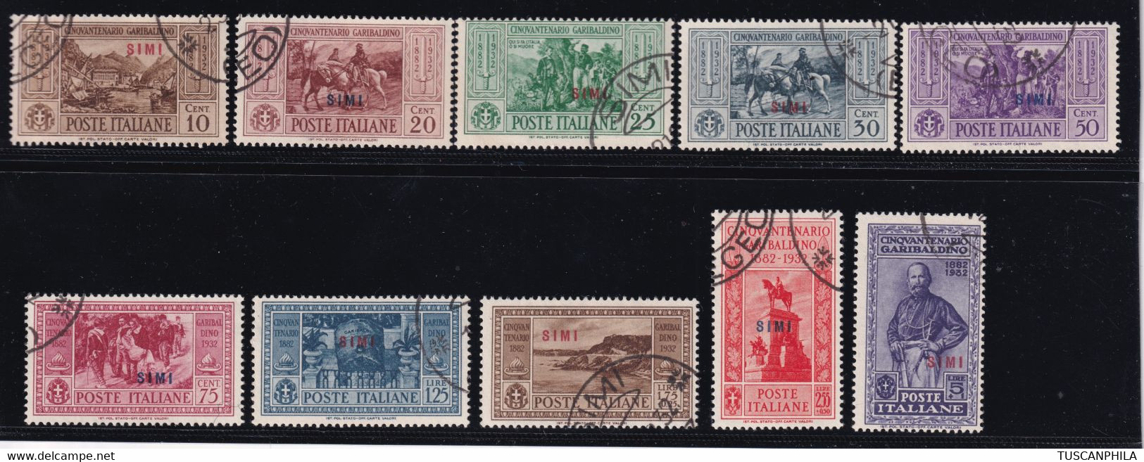 1932 Garibaldi Serie Cpl. Sass. 17/26 Usato Buone Centrature - Egeo (Simi)