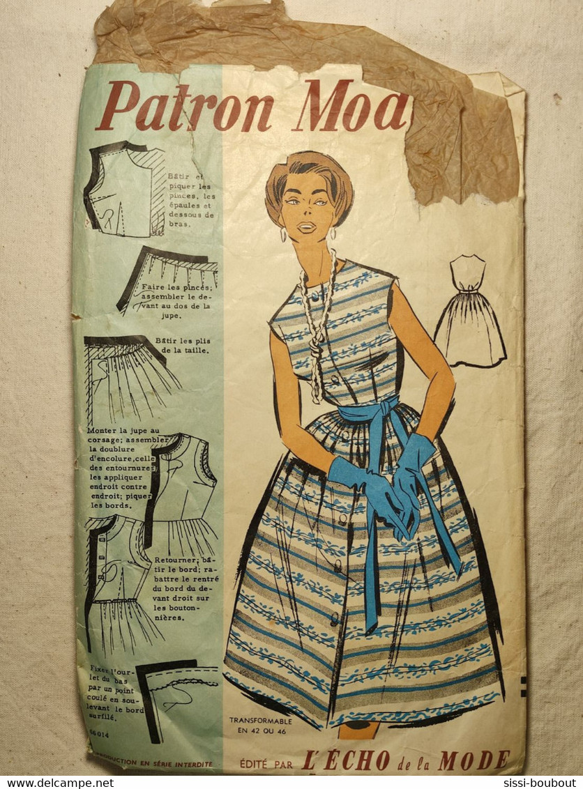 Ancien Patron De La Revue "L'ECHO DE LA MODE" Des Années 60 - Taille 44 - N°66014 - Une Robe - Schnittmuster