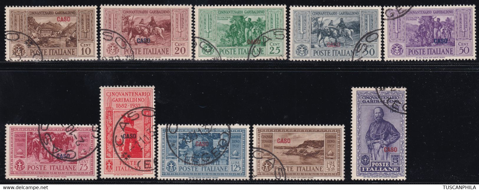 1932 Garibaldi Serie Cpl. Sass. 17/26 Usato Buone Centrature - Egeo (Caso)