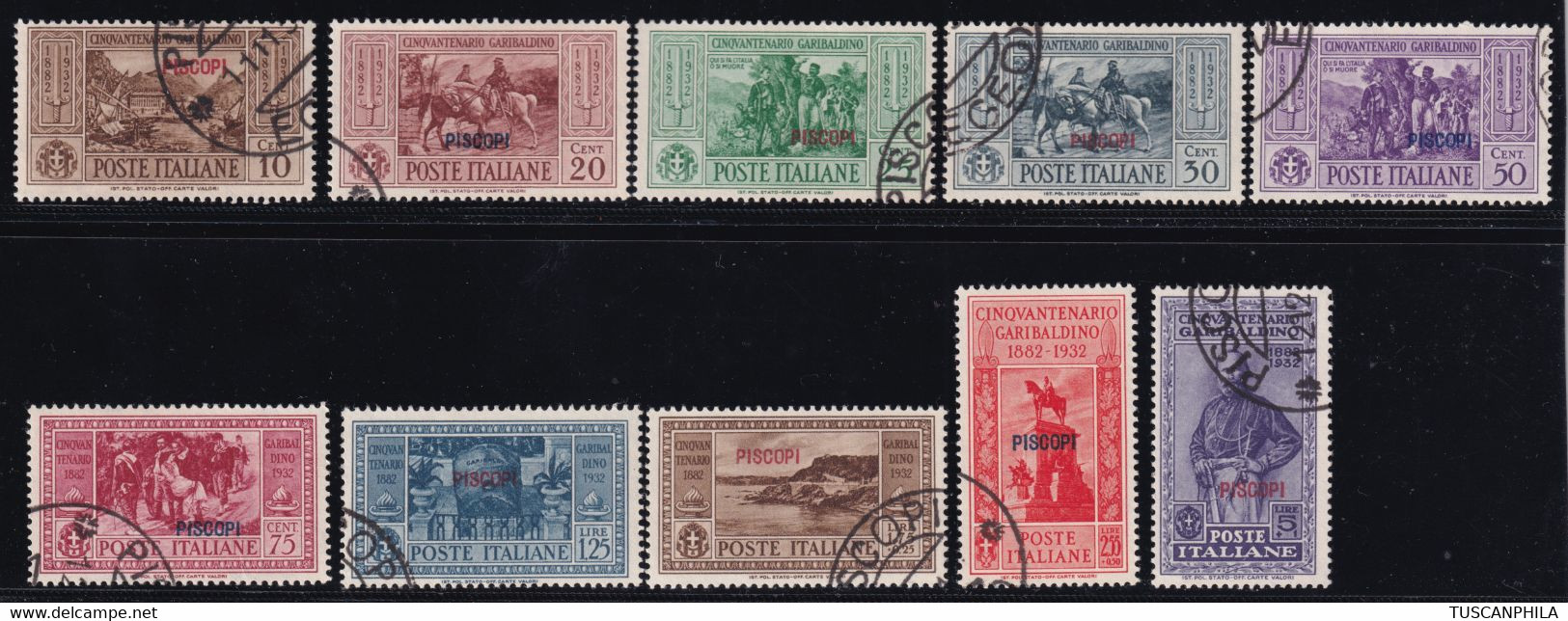 1932 Garibaldi Serie Cpl. Sass. 17/26 Usato Buone Centrature - Egeo (Piscopi)