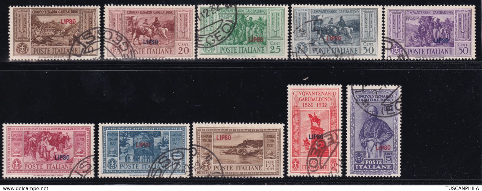 1932 Garibaldi Serie Cpl. Sass. 17/26 Usato Buone Centrature - Egeo (Lipso)