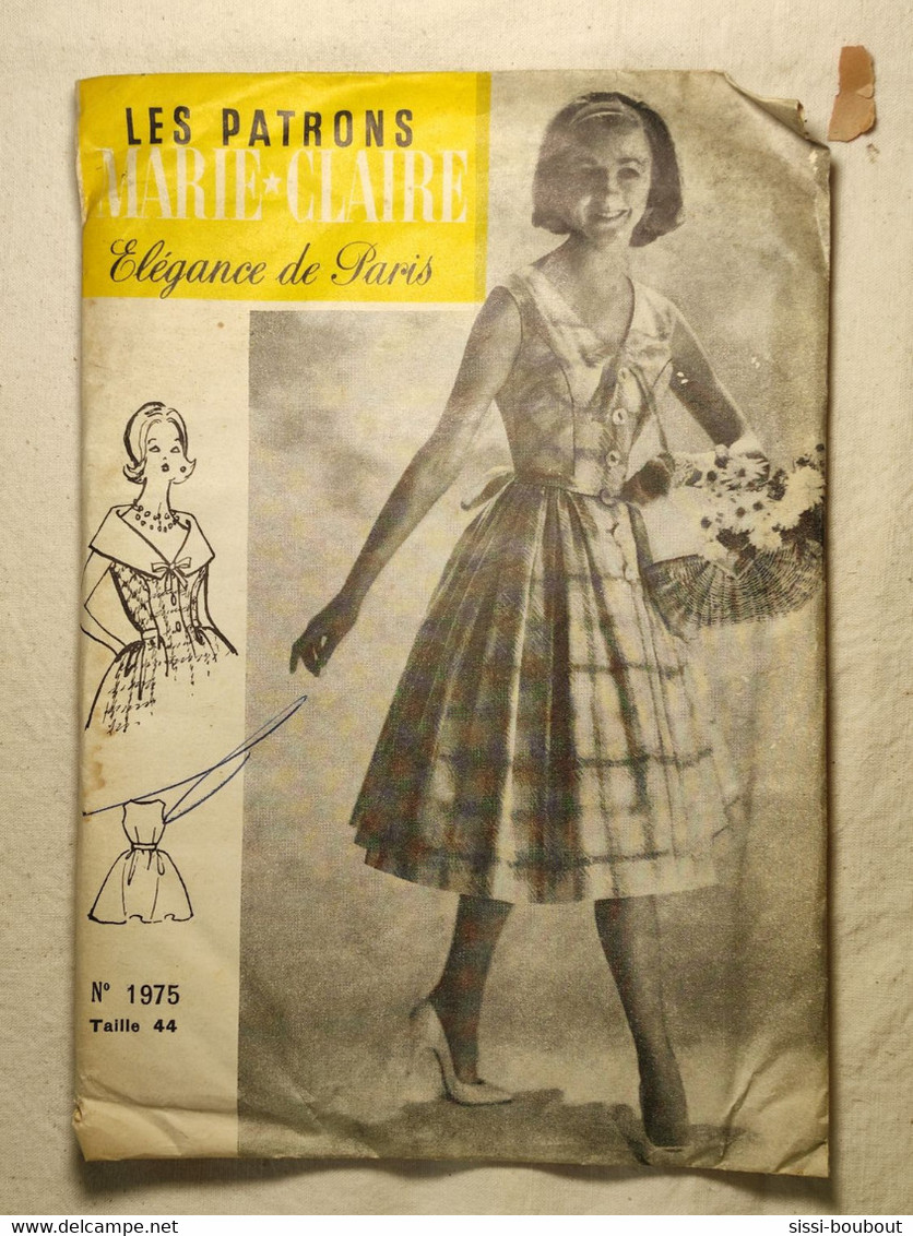 Ancien Patron De La Revue "MARIE CLAIRE" Des Années 60 - Taille 44 - N°1975 - Une Robe De Campagne - Patrons
