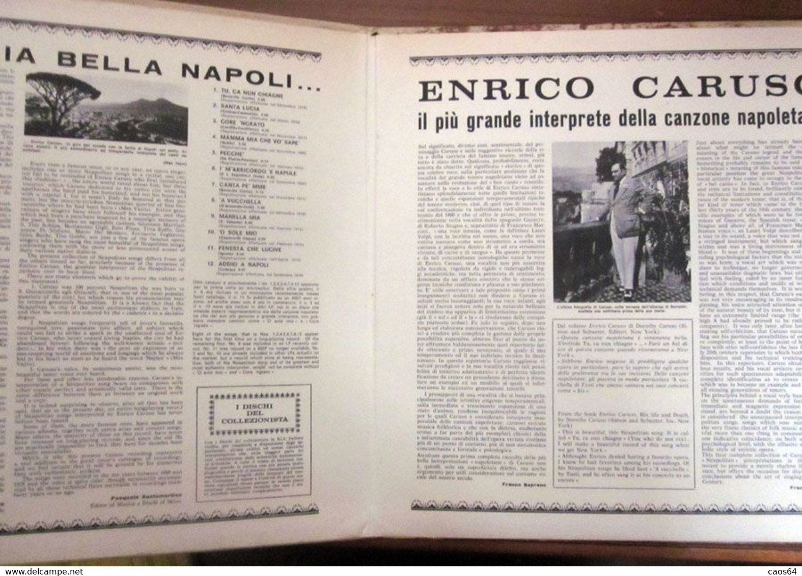 Enrico Caruso – Addio Mia Bella Napoli - Autres - Musique Italienne