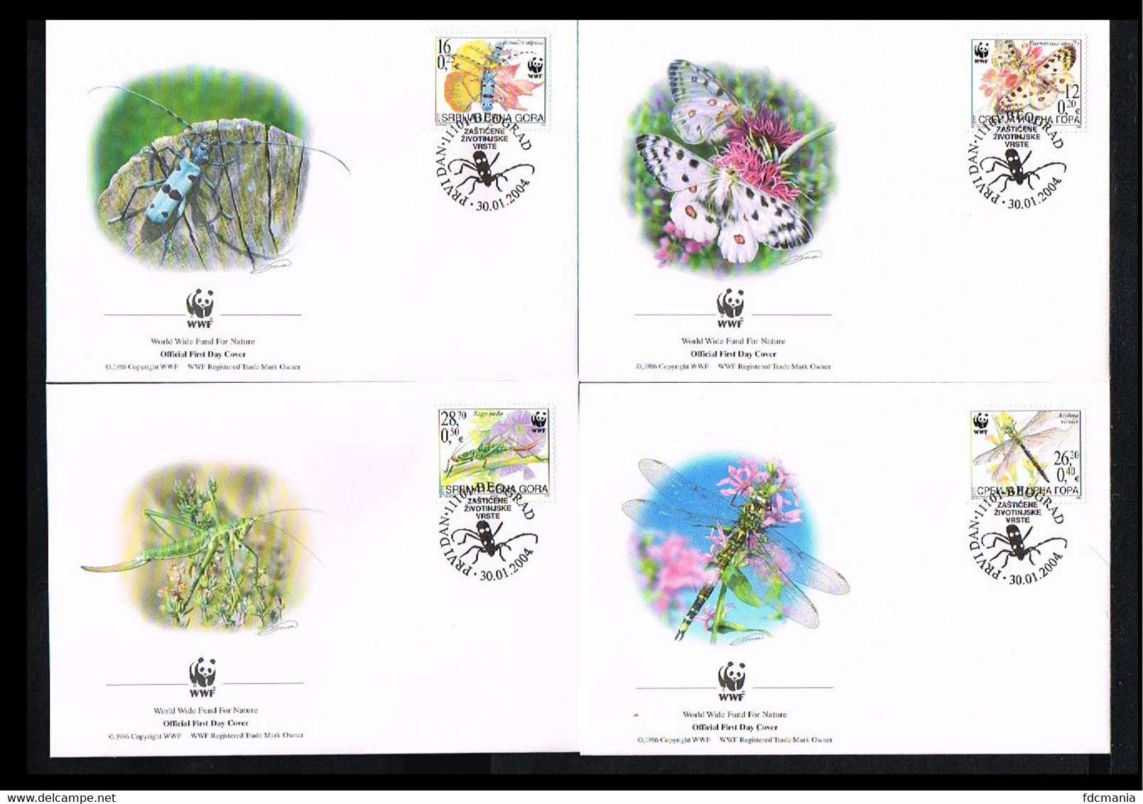 2004 - Serbia FDC - Fauna & Animals - Insects & Spiders - WWF [NH083] - FDC