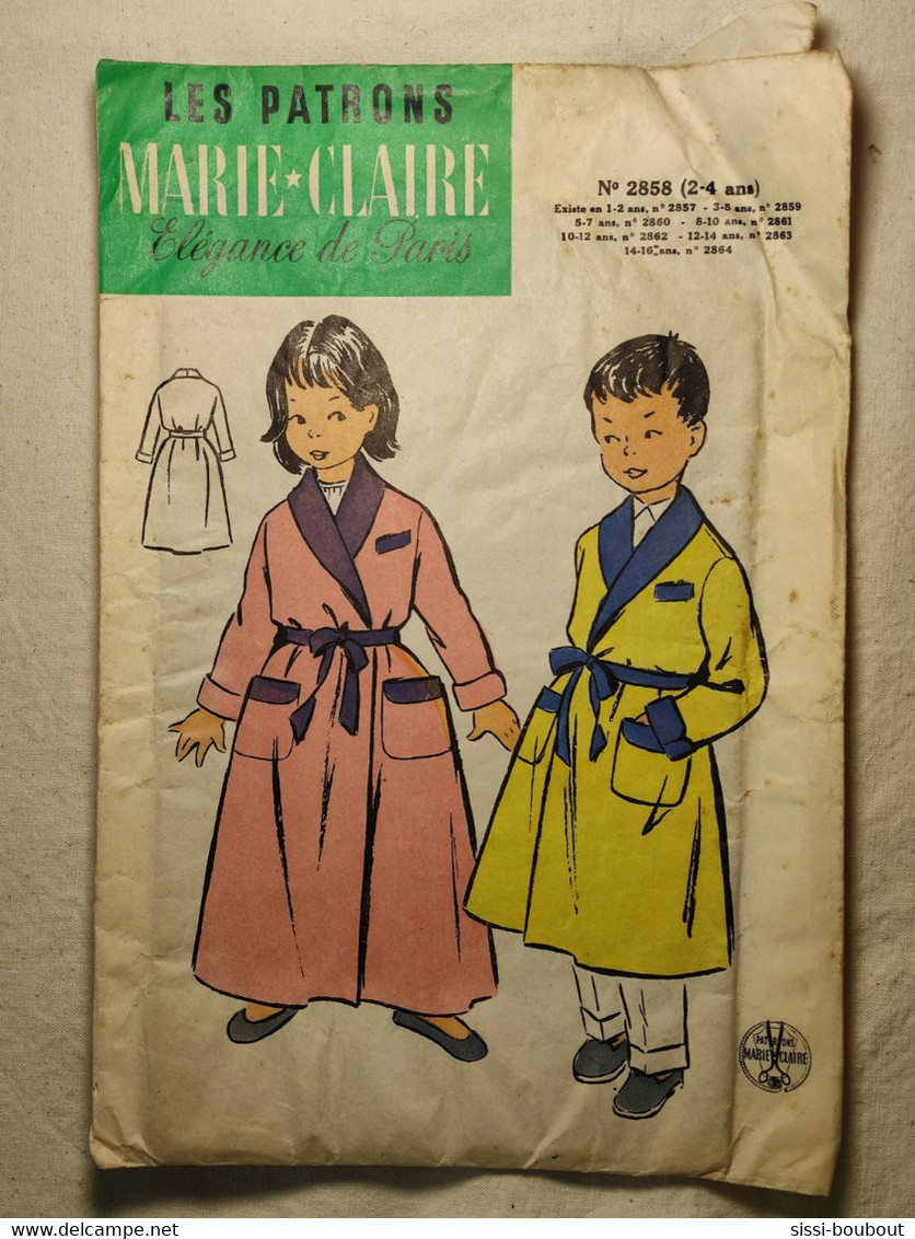 Ancien Patron De La Revue "MARIE CLAIRE" Des Années 60 - Taille 2 à 4ans - N°2858 - Une Robe De Chambre - Patrones