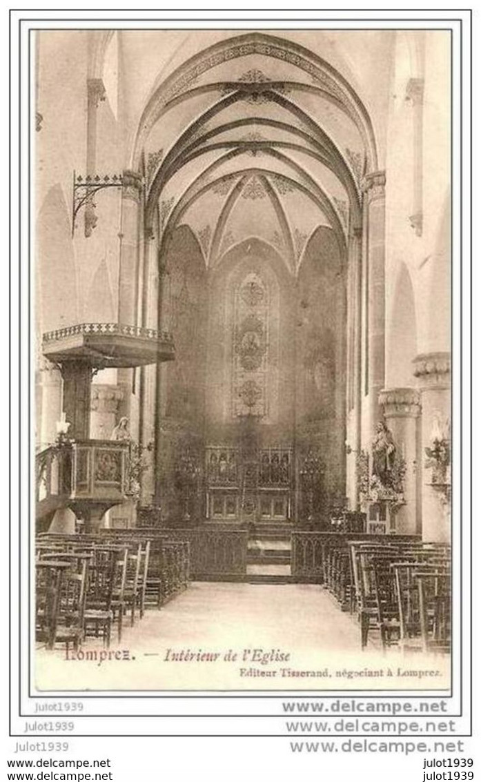 LOMPREZ ..-- WELLIN ..-- Intérieur De L' Eglise . 1908 Vers CHANLY (Melle Eva SCHROEDER ) . Voir Verso . - Wellin