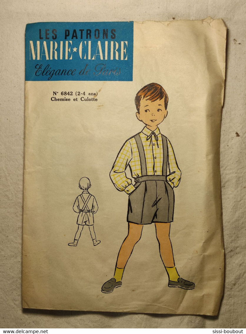 Ancien Patron De La Revue "MARIE CLAIRE" Des Années 60 - Taille 2 à 4 Ans - N°6842 - Chemise Et Culotte - Schnittmuster