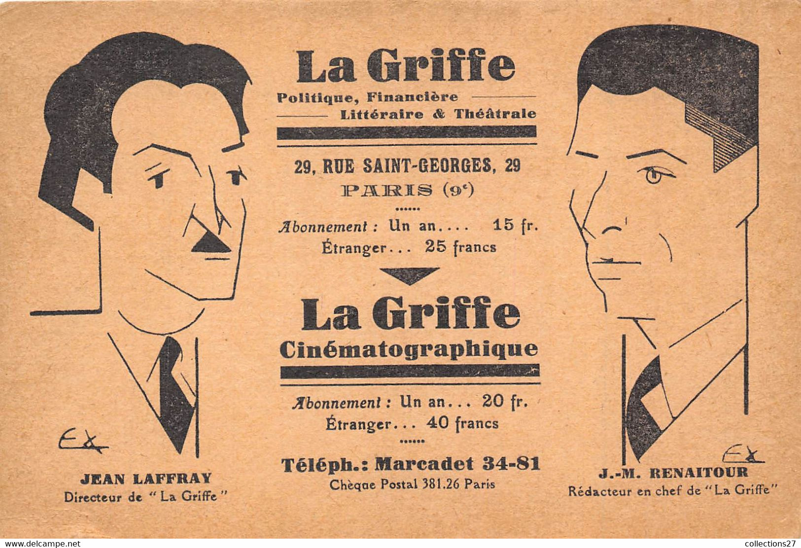PARIS-75009-LA GRIFFE  CINEMATOGRAPHIQUE- 29 RUE SAINT-GEORGES - Arrondissement: 09