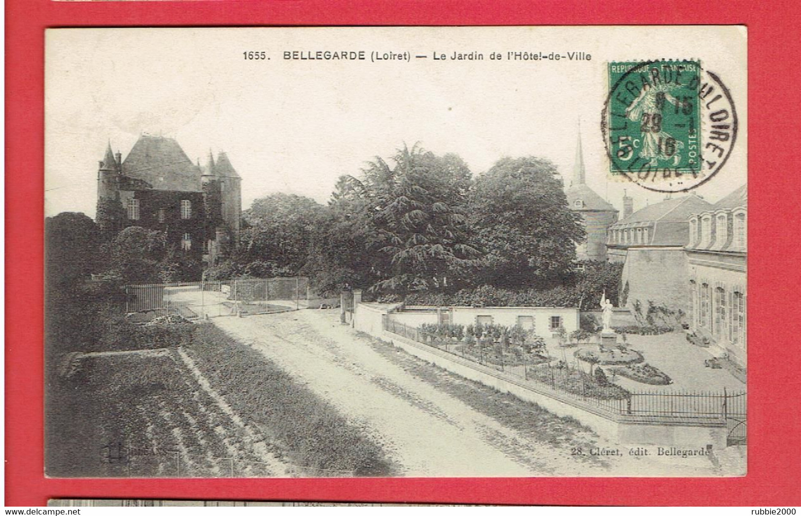 BELLEGARDE DU LOIRET 1916 JARDIN DE L HOTEL DE VILLE CARTE EN TRES BON ETAT - Other & Unclassified