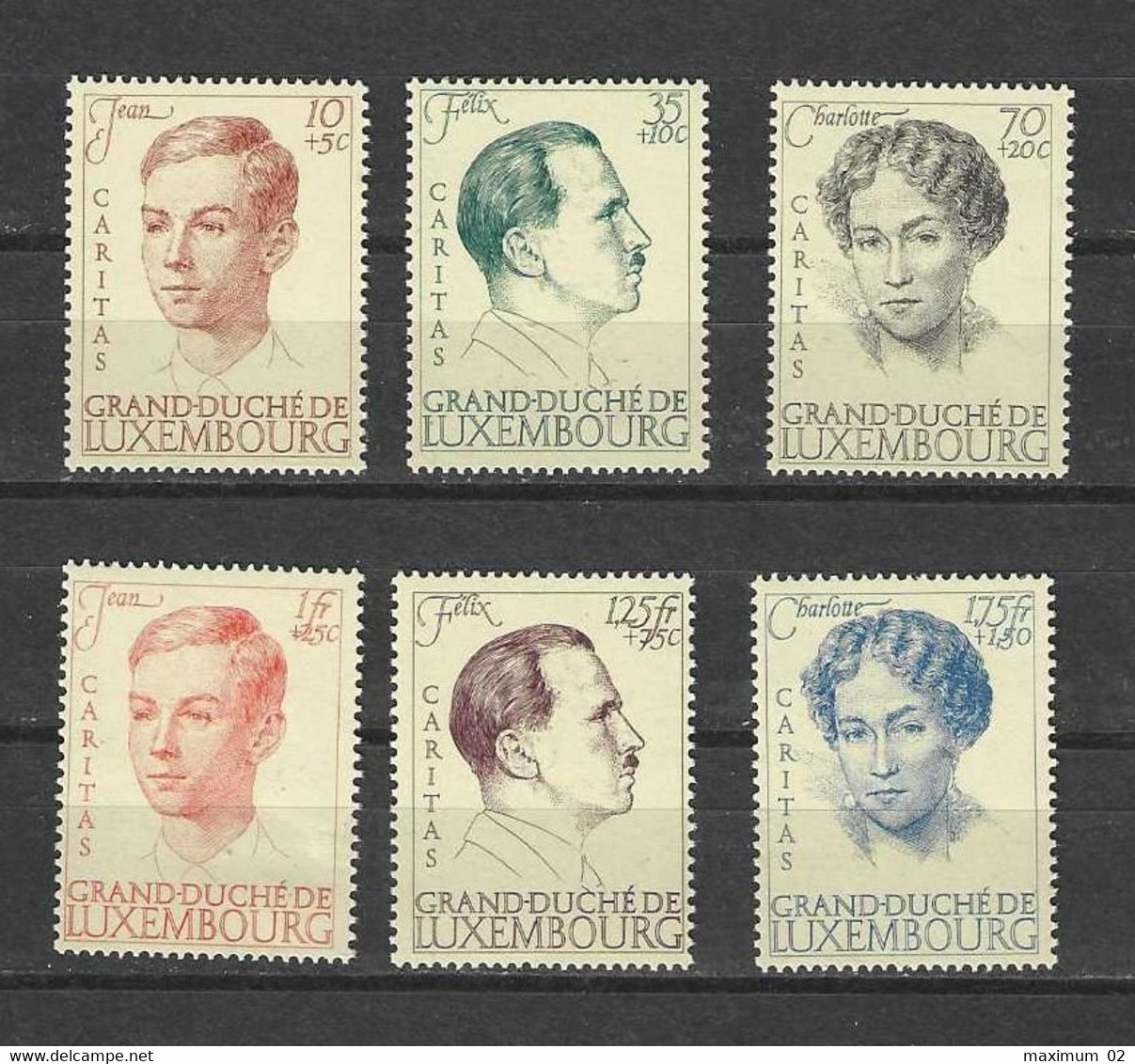 Luxemburg 1939 - Mi 333 - 338 Caritas Großherzogin Charlotte + Prinzgemahl Félix + Henri - POSTFRISCH - Unused Stamps