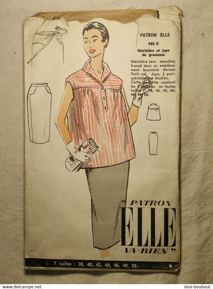 Ancien Patron De La Revue "ELLE" Des Années 60 - Taille 38,40,42,44,46,48,50 - N°980D - Marinière Et Jupe De Grossesse - Schnittmuster