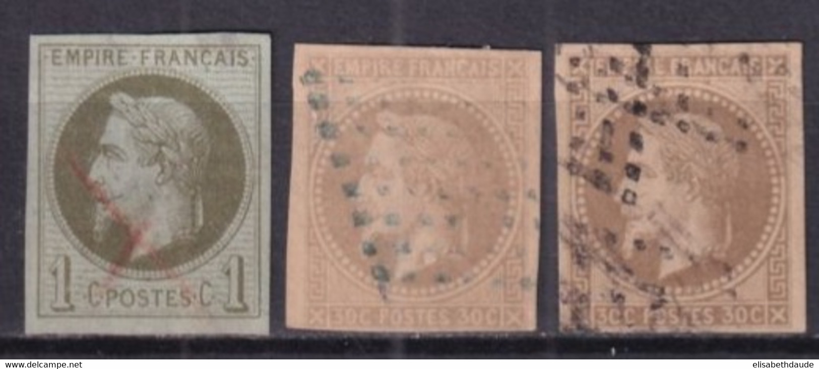 COLONIES GENERALES  - NAPOLEON III - YVERT N° 7+9+9a OBLITERES - COTE = 280 EUR. - - Napoleon III