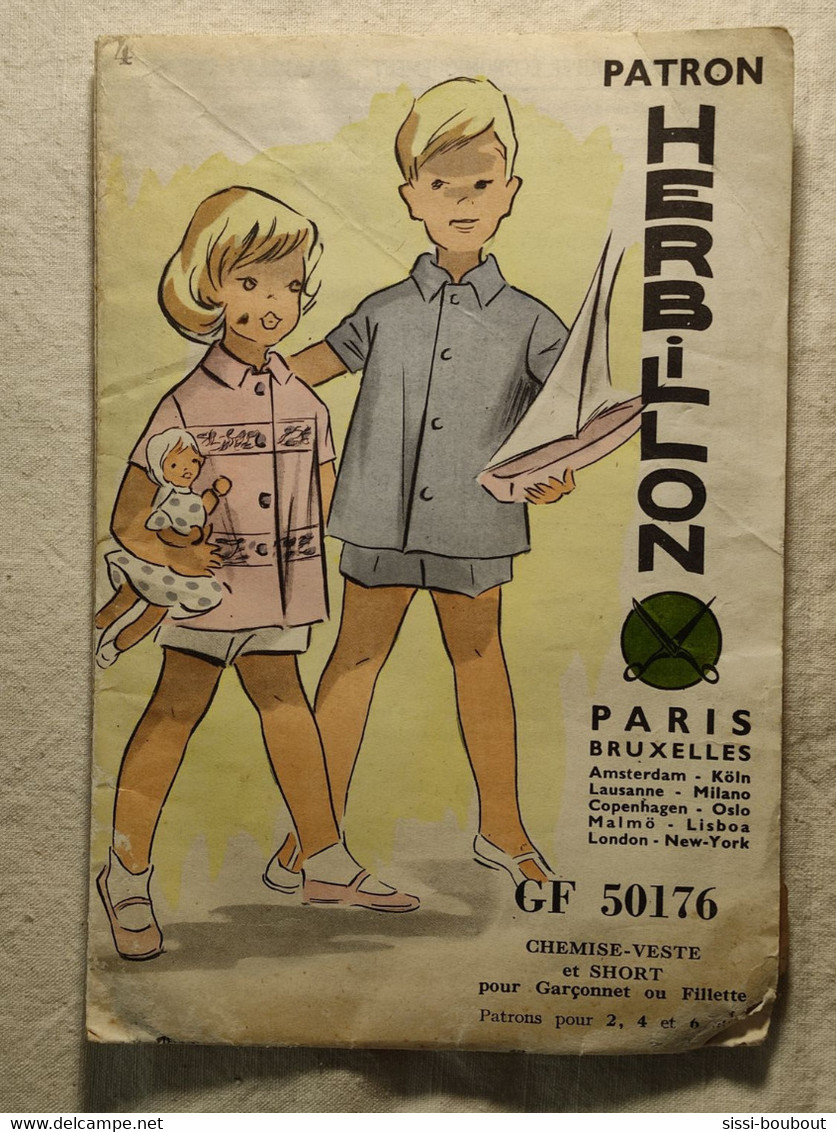 Ancien Patron De La Revue "HERBILLON" Des Années 60 - Taille 2,4 Et 6ans - N°GF50176 - Chemise-Veste Et Short - Patrones