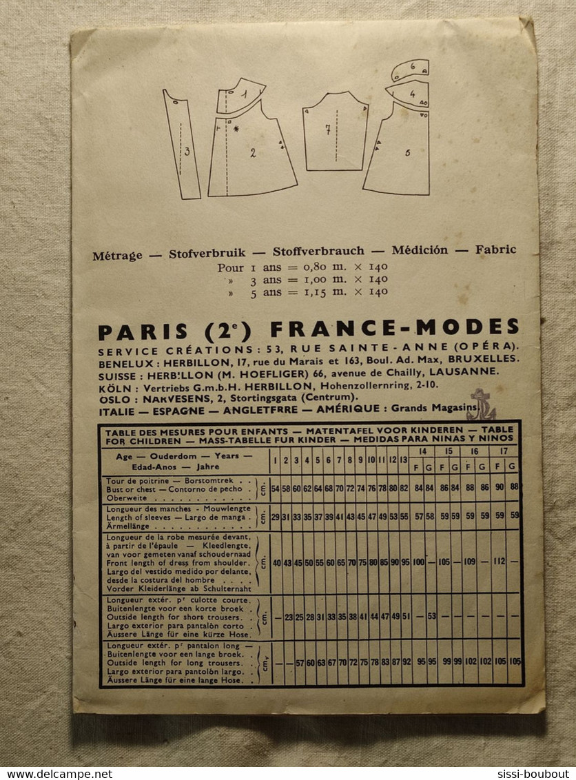 Ancien Patron De La Revue "HERBILLON" Des Années 60 - Taille 1,3 Et 5ans - N°ME45282 - Manteau - Patterns