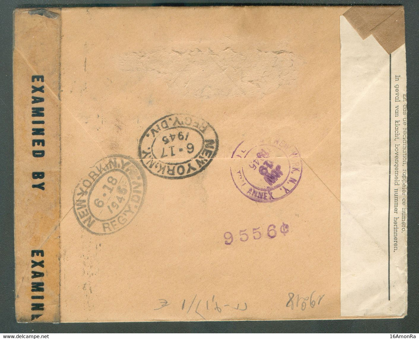 Lettre Recommandée Affr. à 4Fr. (dont Bonnes Valeurs) Obl. Sc BRUXELLES 1 Du 18-V-1945 Vers New York (USA) + Bande De Co - Covers & Documents