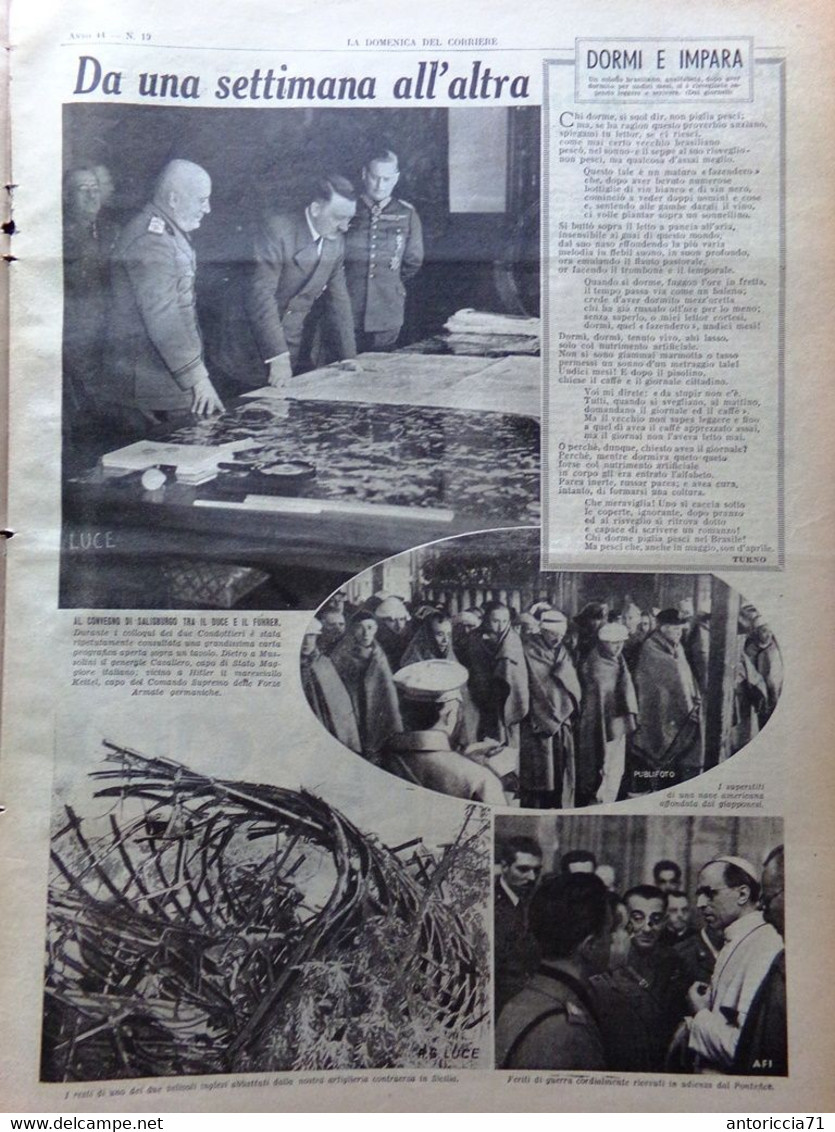 La Domenica Del Corriere 10 Maggio 1942 WW2 Salisburgo Duce E Fuhrer Islam India - War 1939-45