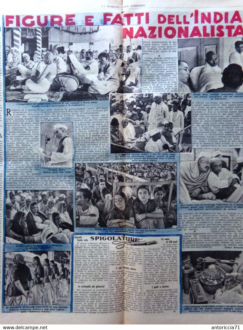 La Domenica Del Corriere 10 Maggio 1942 WW2 Salisburgo Duce E Fuhrer Islam India - War 1939-45