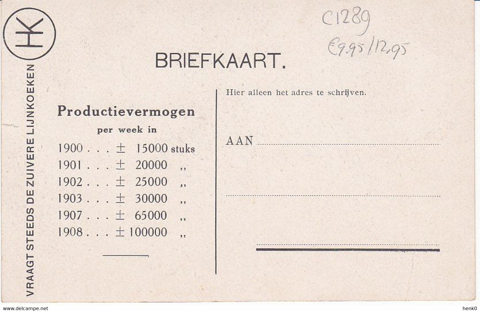 Zaandijk J. Huijsman Wz Lijnkoeken C1289 - Zaanstreek