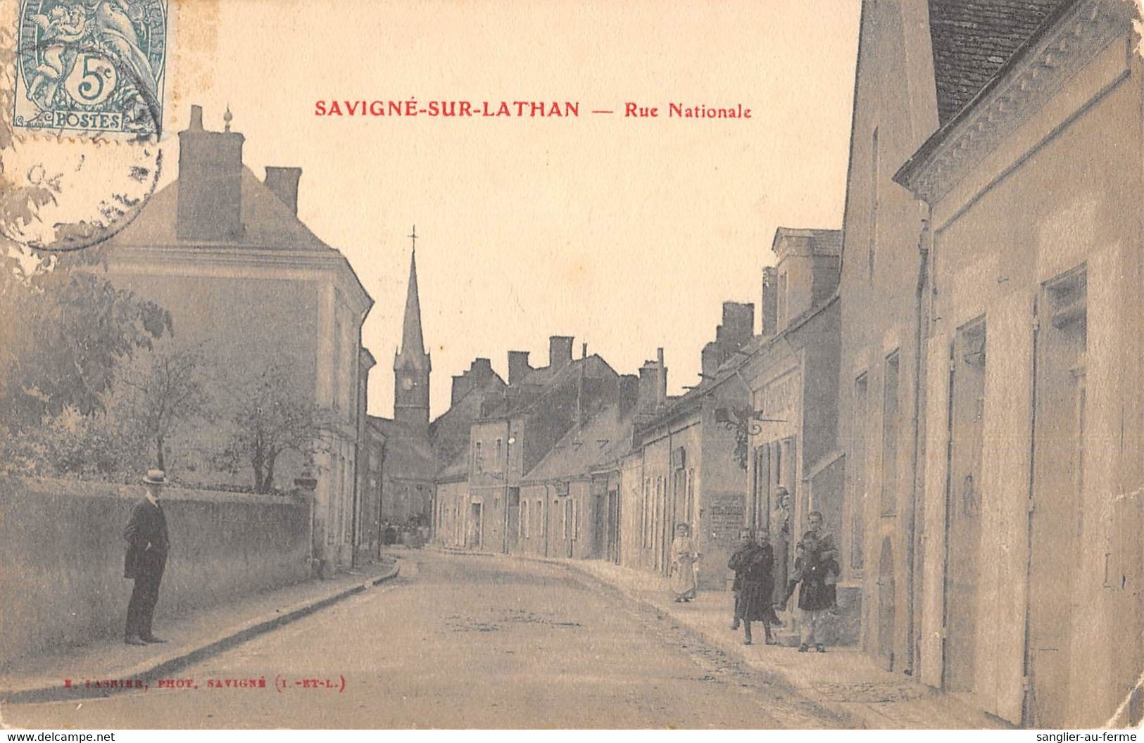 CPA 37 SAVIGNE SUR LATHAN RUE NATIONALE - Sonstige & Ohne Zuordnung