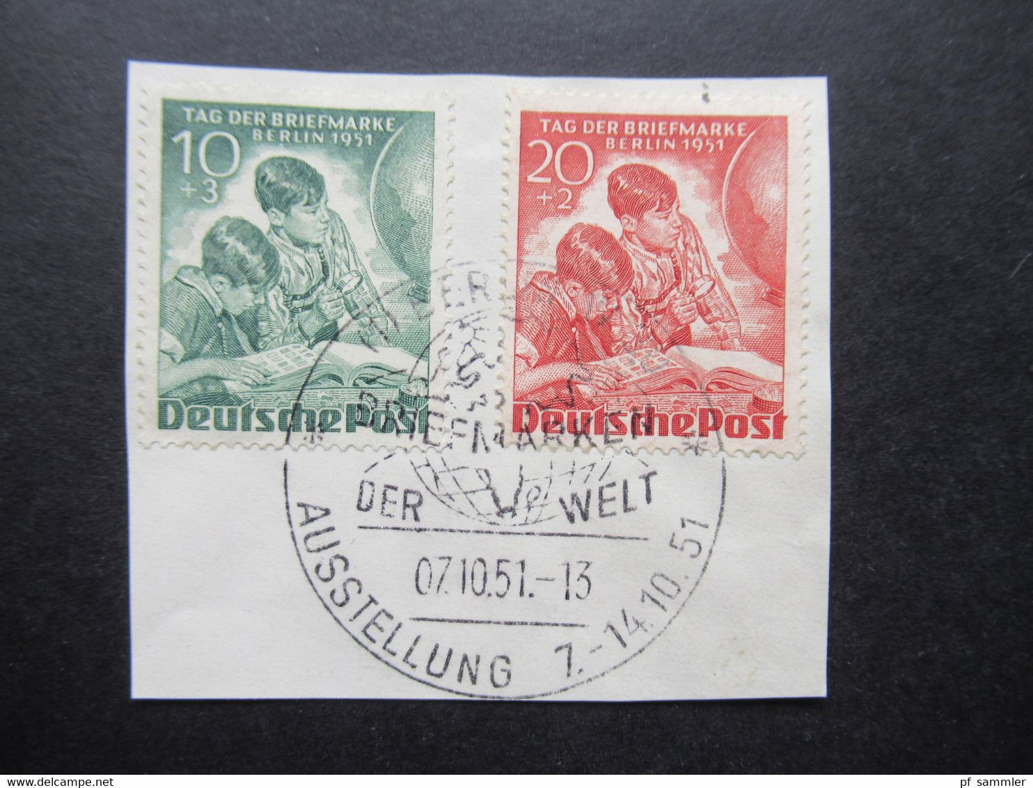 Berlin (West) 1951 Tag Der Briefmarke Nr.80 / 81 Sauberes Briefstück Mit SSt.vom Ersttag - Gebraucht