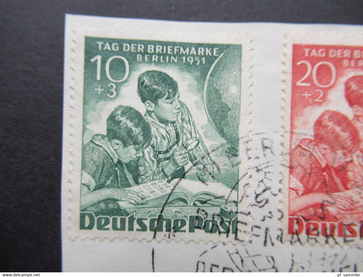 Berlin (West) 1951 Tag Der Briefmarke Nr.80 / 81 Sauberes Briefstück Mit SSt.vom Ersttag - Gebraucht