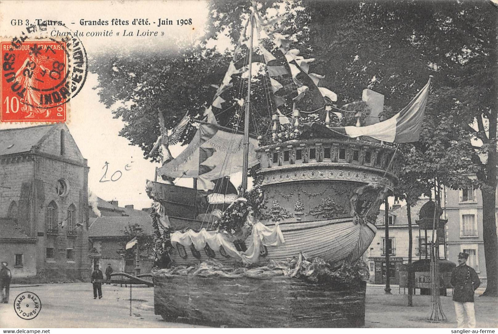 CPA 37 TOURS GRANDES FETES D'ETE 1908 CHAR DU COMITE LA LOIRE - Tours