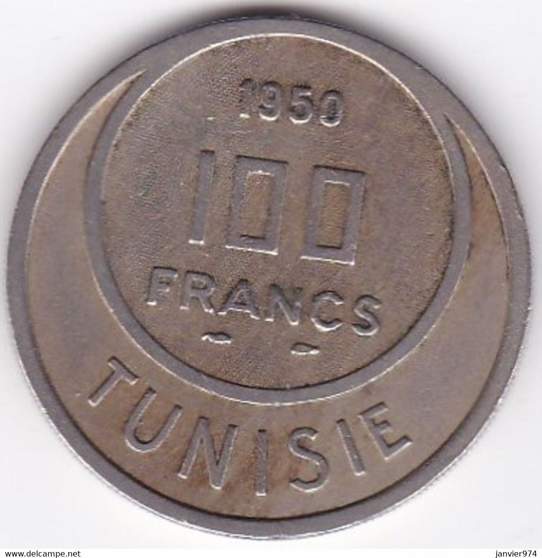 Tunisie Protectorat Français . 100 Francs 1950 - AH 1370. Copper Nickel - Tunisia