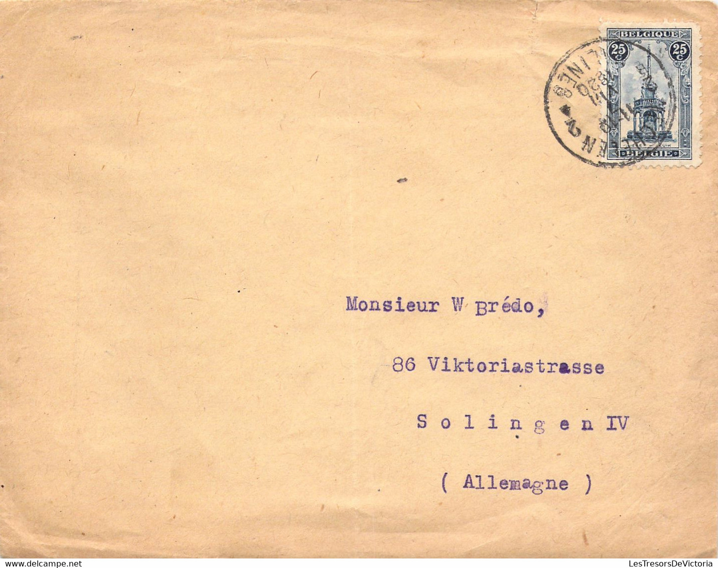 COB 164 Sur Lettre - Obl 1920  à Mechelen Malines - Enveloppe Envoyée à Solingen IV Allemagne - Brieven En Documenten